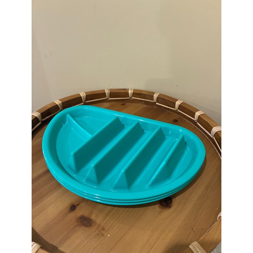 Arrow Home Plastic Fiesta Taco Plate, Holds 3 Tacos & 2 Sides - 3 YELLOW 3 TURQ
